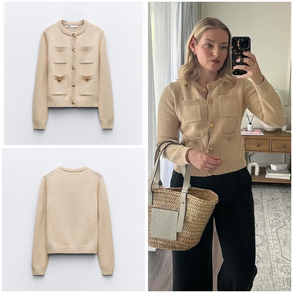 Zara Tan Button-Up Cardigan NWT
